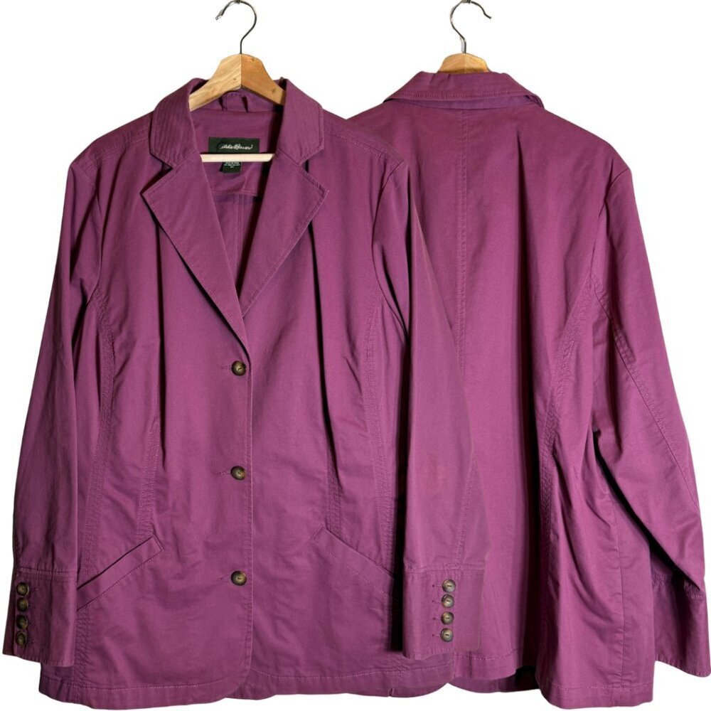 Vintage Eddie Bauer Blazer Jacket Women's 3X Purple Suit Preppy Colorful Retro